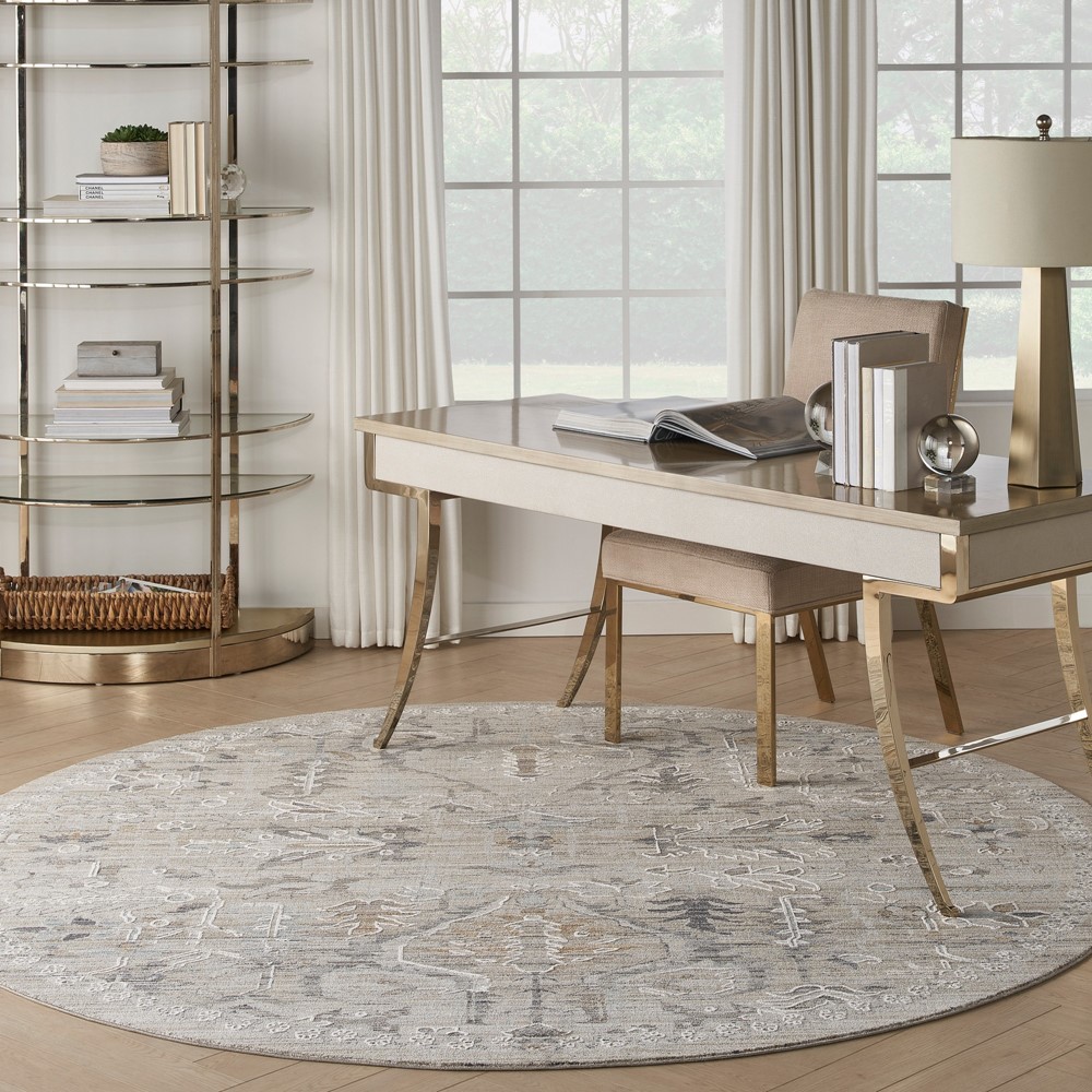 Lynx LNX02 Traditional Circle Rug by Nourison in Ivory Taupe